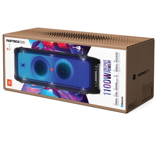 Акустическая система JBL PartyBox 1000: мощная музыка в чёрном дизайне, 1100 Вт.