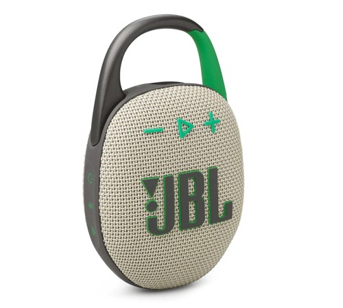 Портативная акустика JBL Clip 5 в песочном цвете: мощный звук в компактном корпусе