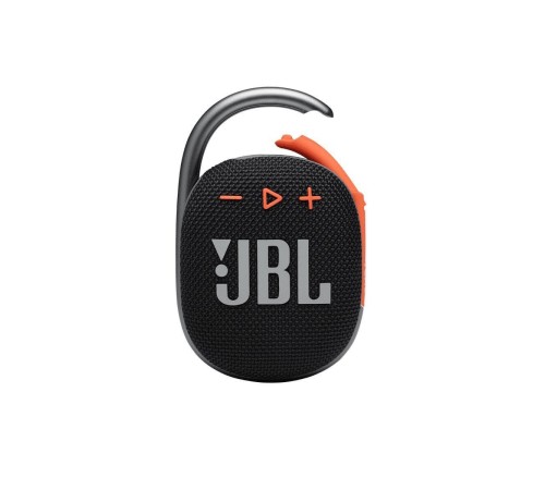 Портативная акустика JBL Clip 4: чёрный и оранжевый дизайн, 5 Вт мощности
