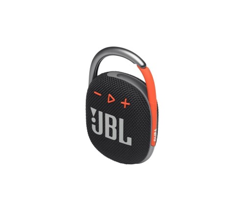 Портативная акустика JBL Clip 4: чёрный и оранжевый дизайн, 5 Вт мощности