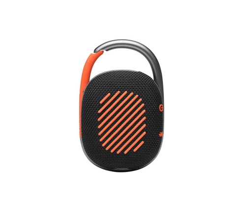 Портативная акустика JBL Clip 4: чёрный и оранжевый дизайн, 5 Вт мощности