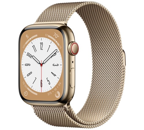 Золотые умные часы Apple Watch Series 8 45 мм с браслетом Milanese Loop