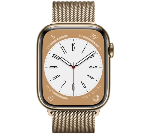 Золотые умные часы Apple Watch Series 8 45 мм с браслетом Milanese Loop
