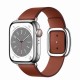 Умные часы Apple Watch Series 8 41 мм с серебристым корпусом из нержавеющей стали и коричневой современной пряжкой