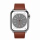 Умные часы Apple Watch Series 8 41 мм с серебристым корпусом из нержавеющей стали и коричневой современной пряжкой