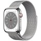Умные часы Apple Watch Series 8 45 мм с стальным корпусом и серебристым миланским браслетом