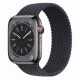 Умные часы Apple Watch Series 8 45 мм с чёрным стальным корпусом и плетёным ремешком Midnight Solo Loop 5 размера