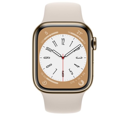 Роскошные Apple Watch Series 8: золотые часы с спортивным ремешком Starlight