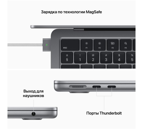 MacBook Air 13.6 2022 года в цвете Space Gray: мощный M2 процессор и стильный дизайн