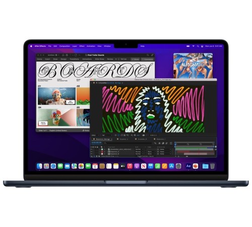 MacBook Air 13.6 2022 MN703LL/A: мощный ноутбук Apple с процессором M2 в чёрном цвете
