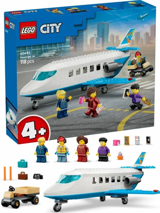 Конструктор LEGO City 60492 Пассажирский самолет с багажной тележкой 4+